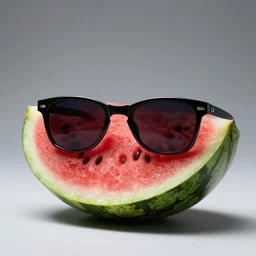 watermelon in sunglasses, studio lighting
