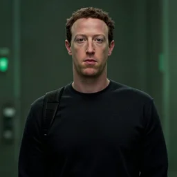 Movie still of Mark Zuckerberg in the Matrix