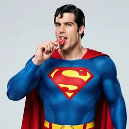 superman eating candy, photo