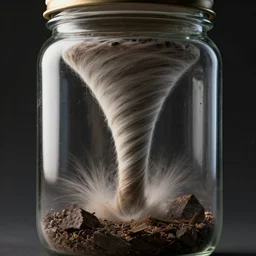 a octane render of a violent tornado inside a jar, close - up studio photo, studio lighting, path traced, highly detailed, high quality, hyperrealistic, concept art, digital art, trending on artstation, cinematic, high coherence, epic scene, 8 k hdr, high contrast