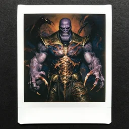 the platonic ideal of a polaroid photo of cletus kasady ultimate carnage thanos dementor doctor manhattan chtulu nazgul, detailed, intricate, hyperrealism, intense, scary, decay, dmt, art by brock hofer and artgerm and greg rutkowski and alphonse mucha
