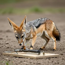 a jackalope in a trap trying to free itself