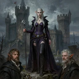 a full body and head portrait of a female tiefling, castle setting, art by artgerm, tim hildebrandt and gerald brom