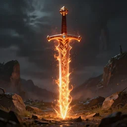 a magical fire sword, RPG item image, concept art, D&D, fantasy