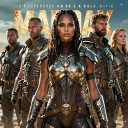 detailed ultrarealistic photography front medium shot of, mad max, waterworld, matrix, postapocalyptic, scifi cyberpunk warrior dejah thoris, leyendecker, norman rockwell, greg rutkowski, artstation cinematic, vray game of thrones, lord of the rings
