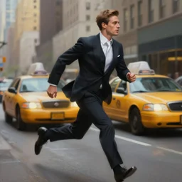 beautiful oil matte portrait painting, man in a suit chasing after a taxi in manhattan, wonderful masterpiece highly detailed, beautiful cinematic light deep focus, elegant, digital painting, smooth, sharp focus, golden ratio, dramatic illumination, ultra realistic, 8 k, art by jimmy law