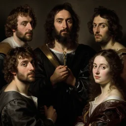 grandiloquent enthralling covenant of the most dreadful and beautiful ambition, in the style of Howard Lyon, Jacques-Louis David, Caravaggio, Élisabeth Vigée Le Brun, dramatic lighting, establishing shot, detailed and clear beautiful realistic faces, 8k resolution – W 1024