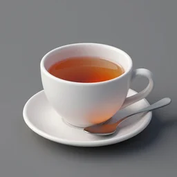 a cup of tea inside a spoon non realistic render blender 3 d