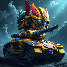 character design a ‰ voli a ‰ voli eevee transformers rise of the beasts earth defense force tank beautiful biolight hdr cgi 4 k chrome car, alena aenami artworks in 4 k tribal robot helmet bumblebee artstation by jesper ejsing, by rhads, by feng zhu backpack ninja mask tripod collosus 2 0 2 3 megatron