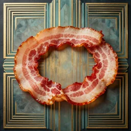 a Möbius strip made of bacon, HD, 4K, Art Deco