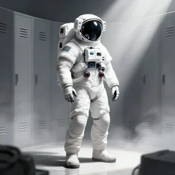 a beautiful artwork illustration, concept art sketch of an astronaut in a white futuristic cybernetic suit in the locker room, volumetric fog, godrays, high contrast, high contrast, high contrast, vibrant colors, vivid colors, high saturation, by Greg Rutkowski and Jesper Ejsing and Raymond Swanland and alena aenami, featured on artstation, wide angle, vertical orientation