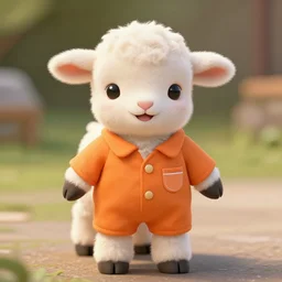 cute lamb wearing orange inmate clothes