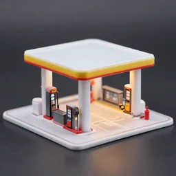 gas station made of ice cream 4 5 mm miniature diorama