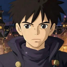 a anime portrait of a wizard, finely detailed features, closeup at the face, sharp focus, perfect art, hyper detailed, city background, cinematic lighting, intricate, anime, illustration, artstation, trending on pixiv fanbox, painted by greg rutkowski, studio ghibli, yoji shinkawa, hayao miyazaki, mappa, 4 k