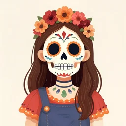 Illustration of a sugar skull day of the dead girl, art by Cory Loftis