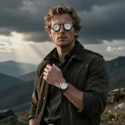 immortal time-traveller with watches instead of eyes