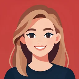 geek girl, darkblond, smiling, portrait, red background, clean cel shaded vector art. shutterstock. behance hd by lois van baarle, artgerm, helen huang, by makoto shinkai and ilya kuvshinov, rossdraws, illustration