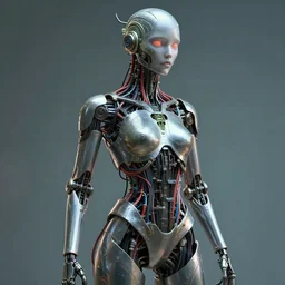 Art noveau cyborg. Wires, synthwave, retropunk. 8k resolution, extremely detailed.