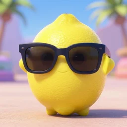 A Pixar lemon with sunglasses.