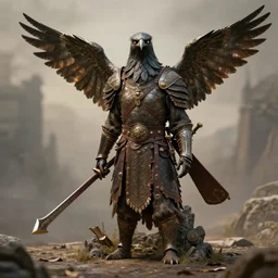 bird human warrior, art station, 4 k