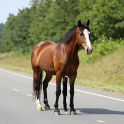 horse on a rural highway