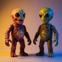 cronenberg flesh monster e. t. the extra - terrestrial by wayne barlow and greg rutkowski and donato giancola, action figure, sofubi, studio lighting, colored gels, colored background, xf iq 4, 1 5 0 mp, 5 0 mm, f 1. 4, iso 2 0 0, 1 / 1 6