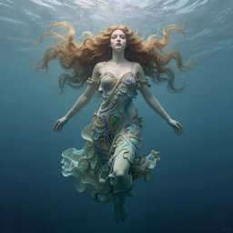 hyperdetailed underwater portrait of an earth goddess floating in mist. by greg rutkowski, highly detailed, digital painting, artstation, smooth, sharp focus illustration, artstation hq. intricate, elegant. art by wlop and artgerm and greg rutkowski, alphonse mucha, medium shot. dan mumford, tomokazu matsuyama, takato yamamoto