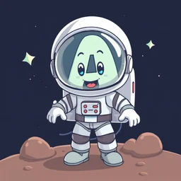 cartoon character of the letter a turned into an astronaut