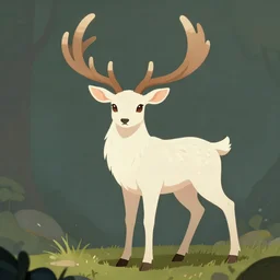 Pale Six-eyed Deer, detailed award-winning digital 2d fantasy art, trending on ArtStation