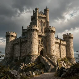 medieval castle, in style of golden age comic book