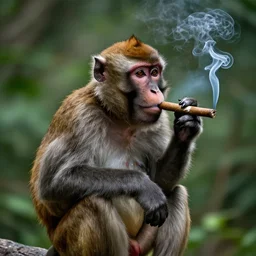 monkey smoking a cigar, photograph, national geographic