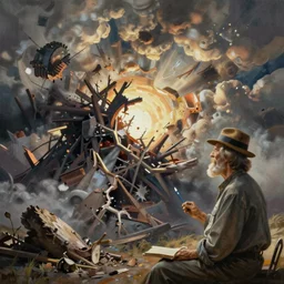 Bob Ross painting the destruction of the universe