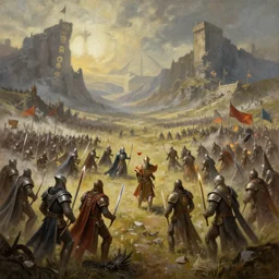 epic middle earth battlefield painting