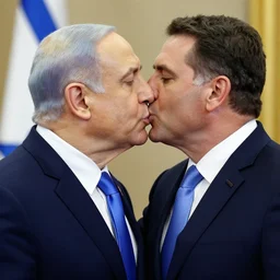 benjamin netanyahu kissing naftali bennet, realistic, detailed