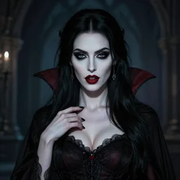 beautiful vampire woman portraits,  ultrarealistic,  Gothic
