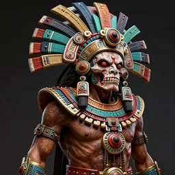 ultra realistic illustration, scary aztec warrior, intricate, highly detailed, digital painting, artstation, cgnode, concept art, smooth, sharp focus, dramatic lighting, colorful, art by artgerm and peter mohrbacher and fenghua zhong