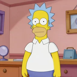homer simpson in the artstyle of Rick and Morty, hyperdetailed, artstation, digital art, photorealism, accurate, 8k,