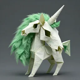 stunning origami god unicorn skull portrait, skull, green furry, fantasy, intricate, elegant, highly detailed, digital painting, artstation, concept art, smooth, sharp focus, illustration, art by afshar petros and krenz cushart and artem demura and tony sandoval
