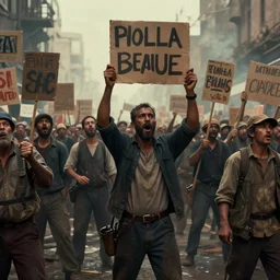 Workers struggle against the bourgeoisie, workers strike, digital art, trending on artstation, cinematic
