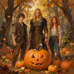 autumnal pumpkin forest, d & d, fantasy, portrait, highly detailed, digital painting, trending on artstation, concept art, sharp focus, illustration, art by artgerm and greg rutkowski and magali villeneuve