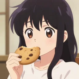 anime girl with a chocolate chip cookie