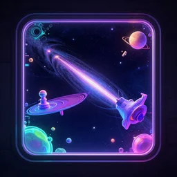 window to space in a synthwave style, digital art