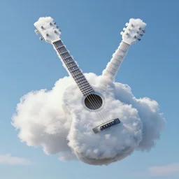 a cloud in the shape of a guitar, 8k, hyper realistic