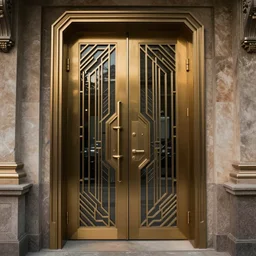 hyper realistic art - deco sci - fi double door by jordan grimmer, darek zabrocki