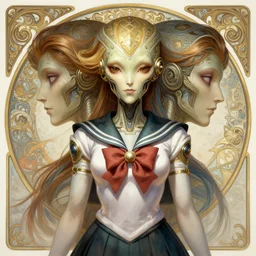 symmetry!! portrait of sailor uranus! alien in the style of horizon zero dawn, machine face, intricate, elegant, highly detailed, digital painting, artstation, concept art, smooth, sharp focus, illustration, art by artgerm and greg rutkowski and alphonse mucha, 8 k