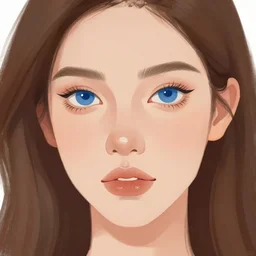 a drawing of a woman's face with blue eyes, a digital painting by Nyuju Stumpy Brown, tumblr contest winner, digital art, speedpainting, flat shading, painterly