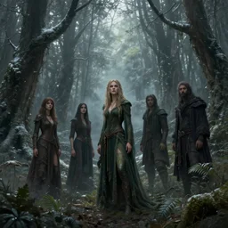 epic professional digital art of cinematic wintry forest scene, diffuse light, painted, mysterious, eerie, mythic, detailed, botanical, leesha hannigan, wayne haag, reyna rochin, ignacio fernandez rios, mark ryden, van herpen, artstation, cgsociety, epic, stunning, gorgeous, wow detail