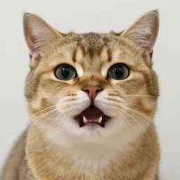 a picture of a cat with a mouth for a face