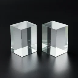 a glass cube standing between two square mirrors standing parallel to each other refracting each other recursively, octane render 8 k, 4 k