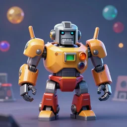 dslr clash royale retro robot style sharp digital painting. retrofuturism. concept art. artstation. casey weldon. digital render. dan mumford. bokeh, 8 5 mm f 1. 4